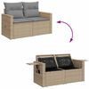 vidaXL 4-tlg. Garten-Sofagarnitur mit Kissen Beige Poly Rattan