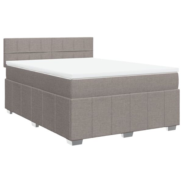vidaXL Boxspringbett mit Matratze Taupe 140x200 cm Stoff