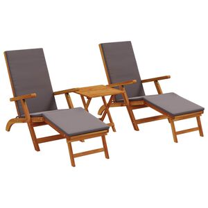 vidaXL Liegestuhl zum Verstellen und Klappen 3 pcs Dunkelgrau