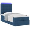 vidaXL Ottomane Bett mit Matratze & LEDs Blau 100x200 cm Stoff