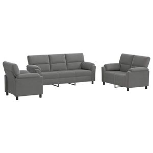 vidaXL Sofa-Set 3 pcs Dunkelgrau Samt