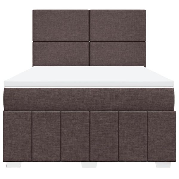 vidaXL Boxspringbett mit Matratze Dunkelbraun 160x200 cm Stoff