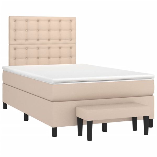 vidaXL Boxspringbett Matratze Cappuccino-Braun 120x190 cm Kunstleder