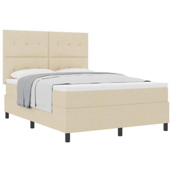 vidaXL Boxspringbett mit Matratze Creme 160 x 200 cm Stoff
