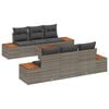 vidaXL Garten-Sofa-Set mit Kissen 7 pcs Grau Poly Rattan