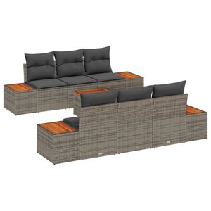 vidaXL Gartensofa-set mit Kissen 7 pcs Grau Poly Rattan