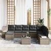 vidaXL Garten-Sofa-Set mit Kissen mit Speicher 8 pcs Grau Poly-Rattan