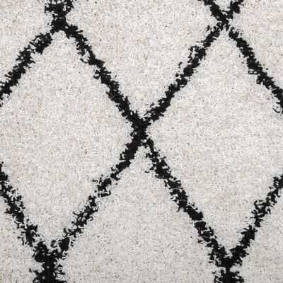 vidaXL Teppich Shaggy Hochflor Modern Creme und Schwarz 140x200 cm