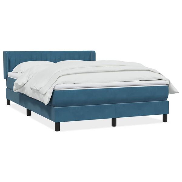 vidaXL Boxspringbett mit Matratze Dunkelblau 160x220 cm Samt