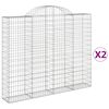 vidaXL Gabionen mit Hochbogen 2 Stk. 200x30x160/180cm Verzinktes Eisen