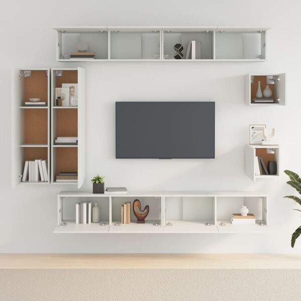 vidaXL 8-tlg. TV-Schrank-Set Wei&szlig; Holzwerkstoff