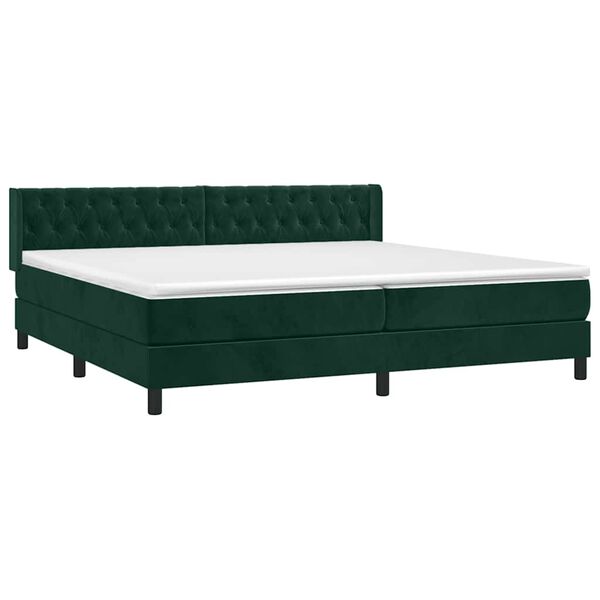 vidaXL Boxspringbett mit Matratze Dunkelgr&uuml;n 200x200 cm Samt