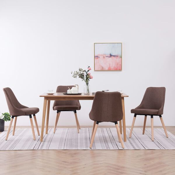 vidaXL Esszimmerst&uuml;hle 4 Stk. Braun Stoff