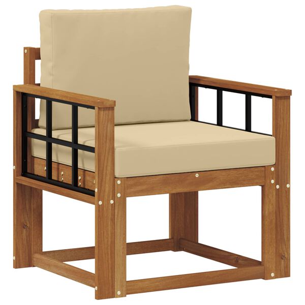 vidaXL Outdoor-Sofa Massives Akazienholz und Polyester Natur