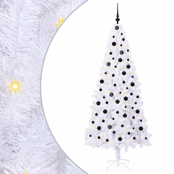 vidaXL K&uuml;nstlicher Weihnachtsbaum Wei&szlig; 210 cm PVC und Stahl