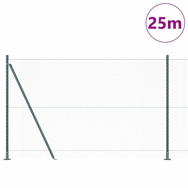 vidaXL Zaun mit Pfosten Gr&uuml;n 1,5 x 25 m PVC-beschichteter Stahl