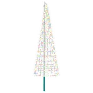 vidaXL Weihnachtsbaum-Lichterkette mit Erdspie&szlig; und Fahnenmast 300 cm