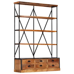 vidaXL B&uuml;cherregal 4 Ebenen 6 Schubladen 122&times;36&times;181 cm Massivholz