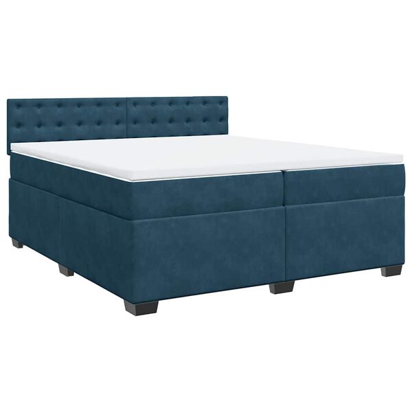 vidaXL Boxspringbett mit Matratze Blau 200x200 cm Samt
