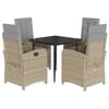 vidaXL 5-tlg. Garten-Essgruppe mit Kissen Beigemischung Poly Rattan