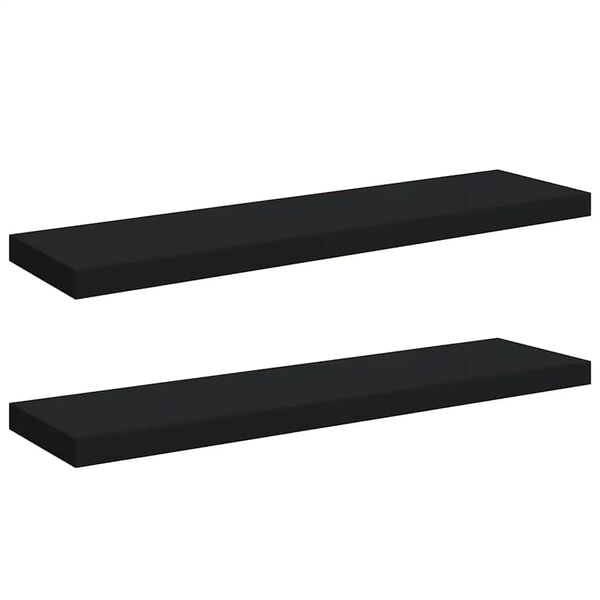 vidaXL Schweberegale 2 Stk. Schwarz 90x23,5x3,8 cm MDF
