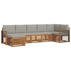 vidaXL Outdoor-Sofagarnitur 7 stk. Nat&uuml;rlich und Hellgrau