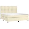 vidaXL Boxspringbett mit Matratze Creme 180x200 cm Kunstleder