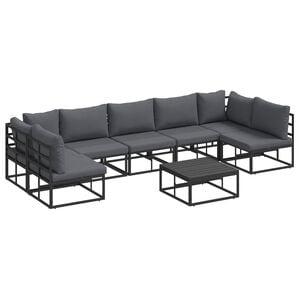 vidaXL Gartensofa-set 8 stk. Schwarz Aluminium