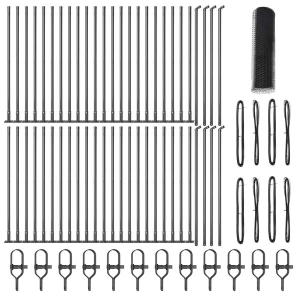 vidaXL Zaunpfosten Grau 100 x 0,8 m (13 mm Maschenweite) Stahl und PVC