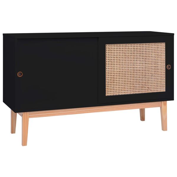 vidaXL Sideboard Schwarz 130x40x80 cm MDF und Rattan