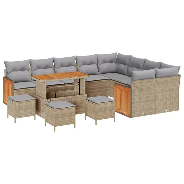 vidaXL Gartensofa-set mit Kissen 13 pcs Beige und Hellgrau