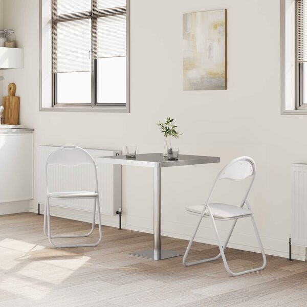 vidaXL Klappstuhl 2 pcs Wei&szlig; und Grau 48 x 43,5 x 81 cm Kunstleder