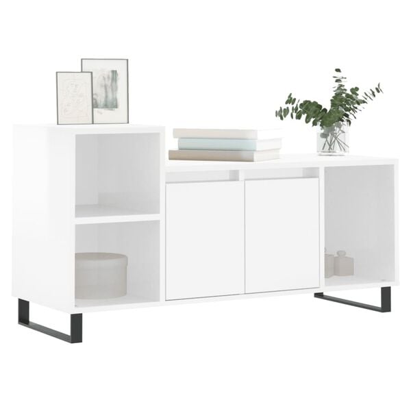 vidaXL TV-Schrank Hochglanz-Wei&szlig; 100x35x55 cm Holzwerkstoff