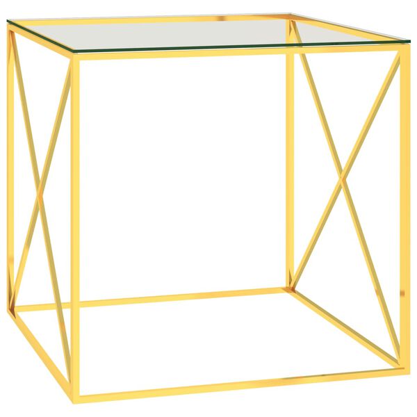 vidaXL Couchtisch Golden 55x55x55 cm Edelstahl und Glas