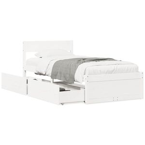 vidaXL Massivholzbett ohne Matratze Wei&szlig; 90x200 cm Kiefernholz