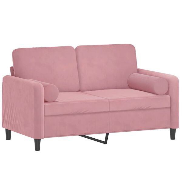 vidaXL 2-Sitzer-Sofa mit Zierkissen Rosa 120 cm Samt