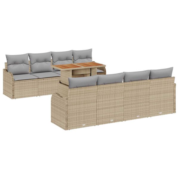 vidaXL Garten-Sofa-Set mit Kissen 7 pcs Beige und Hellgrau
