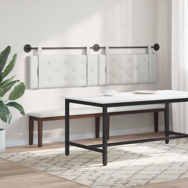 vidaXL H&auml;ngevorderseite Wandmontiert Wei&szlig; 210 x 55 x 5 cm Kunstleder