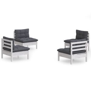 vidaXL 4-tlg. Garten-Lounge-Set mit Anthrazit Kissen Kiefernholz