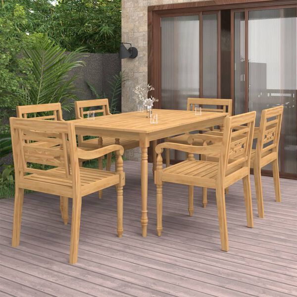 vidaXL 7-tlg. Garten-Essgruppe Massivholz Teak