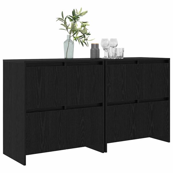 vidaXL Sideboards 2 pcs Schwarz Eichen-Optik 70 x 41 x 75 cm