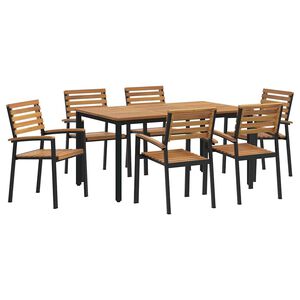 vidaXL Garten Essgruppe 7 pcs Schwarz Massivholz Akazie