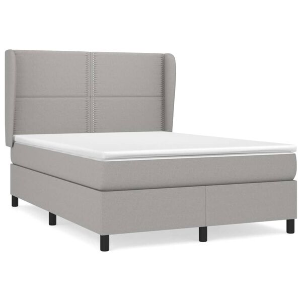 vidaXL Boxspringbett mit Matratze Hellgrau 140x190 cm Stoff