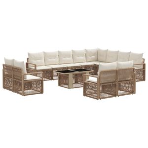 vidaXL Gartensofa-set 13 stk. Beige und Cremewei&szlig; Poly-Rattan