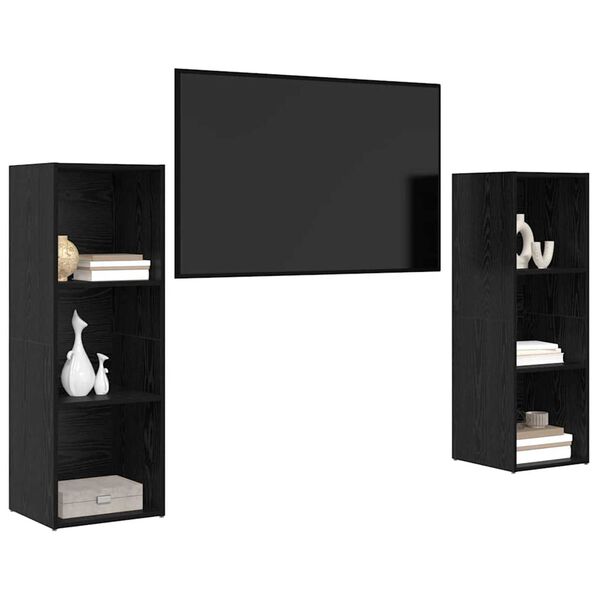 vidaXL TV-Schrankset 2 pcs Schwarz Eichen-Optik 107 x 35 x 37 cm