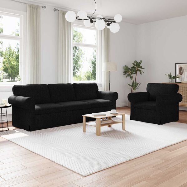 vidaXL Sofa 2 pcs Schwarz