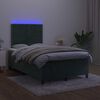 vidaXL Boxspringbett mit Matratze & LED Dunkelgr&uuml;n 120x200 cm Samt