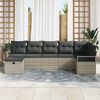 vidaXL Garten-Sofa-Set mit Kissen 7 pcs Hellgrau Poly Rattan
