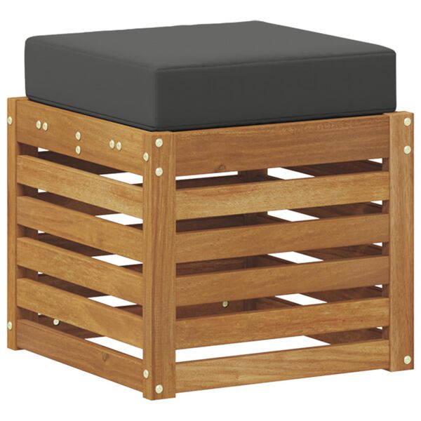 vidaXL Hockerbank 2 St&uuml;ck Natur und Anthrazit Massivholz Akazie