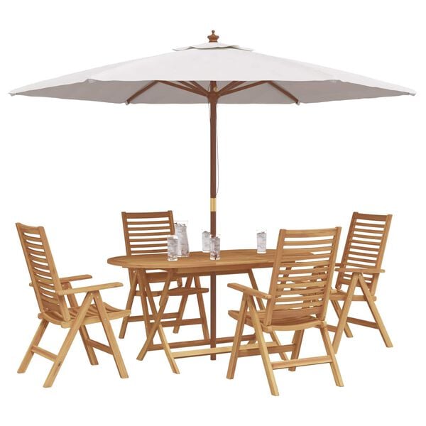 vidaXL Garten Essgruppe 5 pcs Braun Massivholz Teak